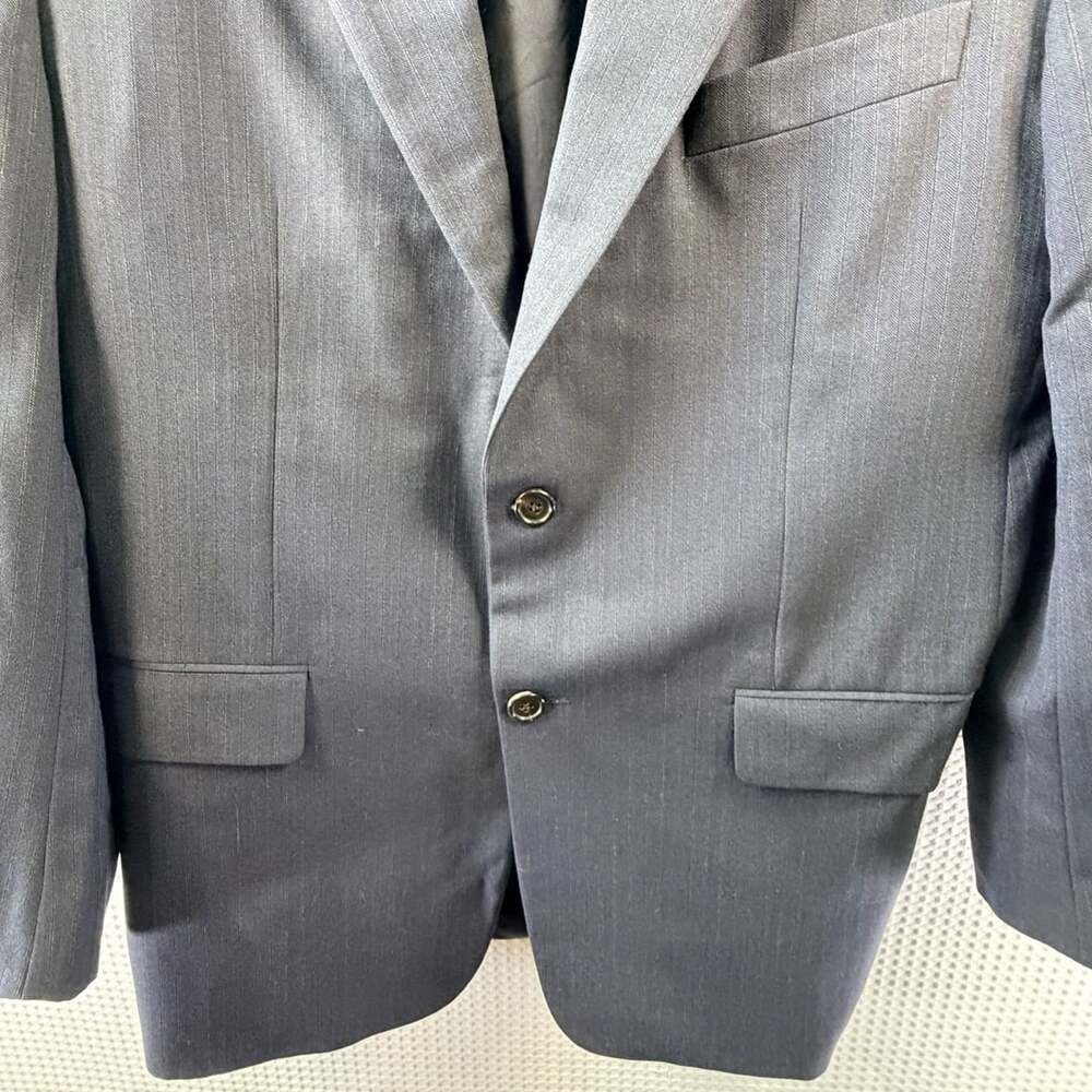 Hickey Freeman Men's Navy Blue Pinstripe Wool Suit Jacket - Picture 6 of 8